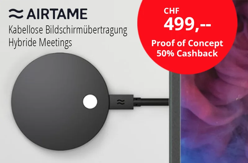 Airtame, kabellos Präsentieren, hybride Meetings - Jahresendaktion